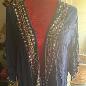 Alloy navy open cardigan with fringes szXXL